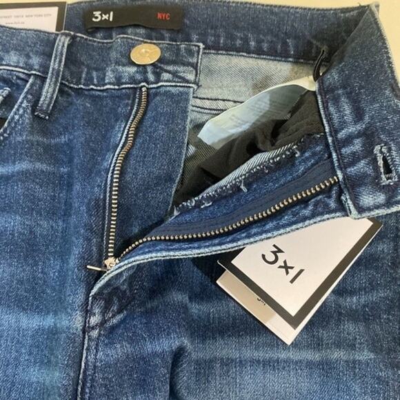3x1 Shelter Straight Crop Jeans High Rise Dark Spectrum Blue Revolve Size 24 New - Picture 8 of 14
